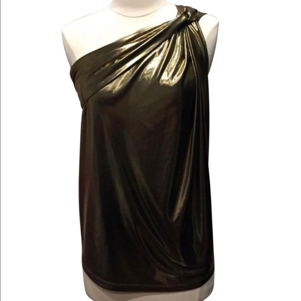 Gorgeous shimmery one shoulder top in gold